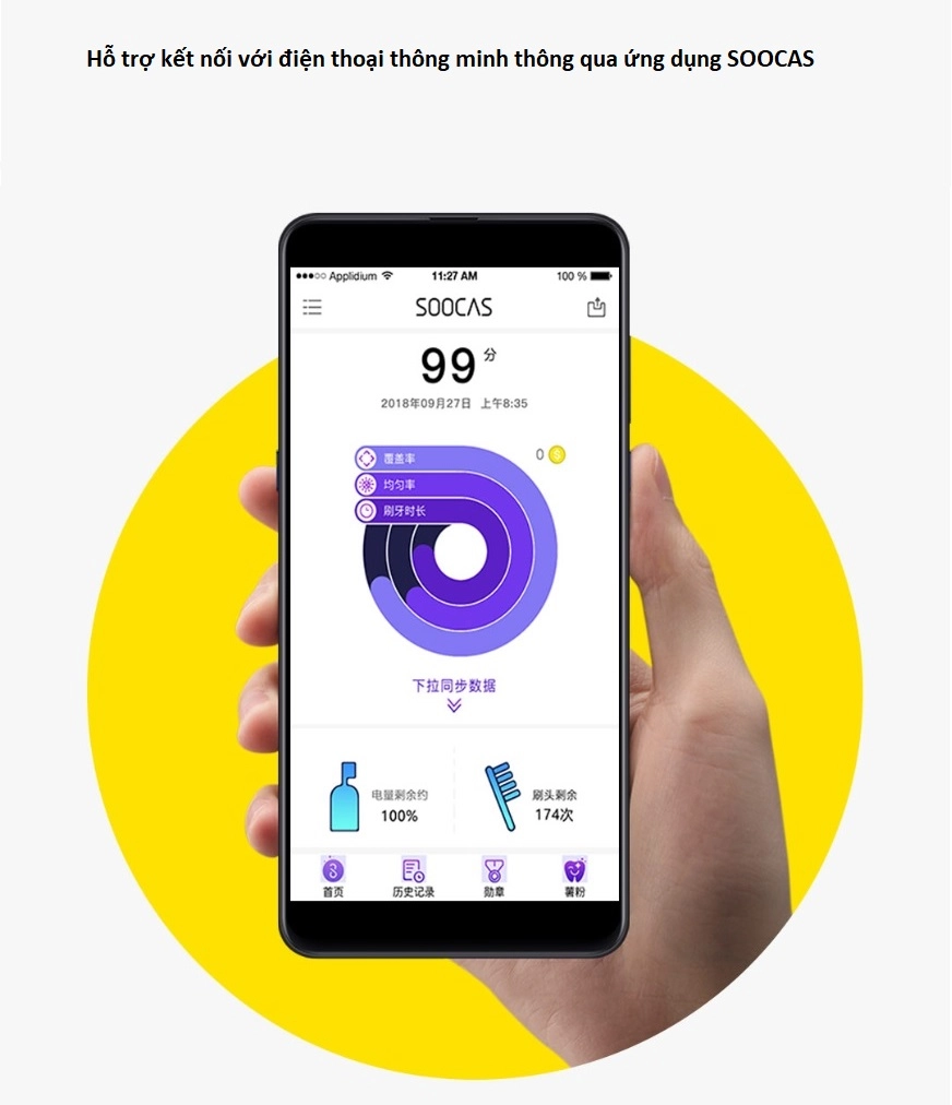 Bàn chải đánh răng điện Xiaomi SOOCAS X5 (gồm phụ kiện đi kèm)